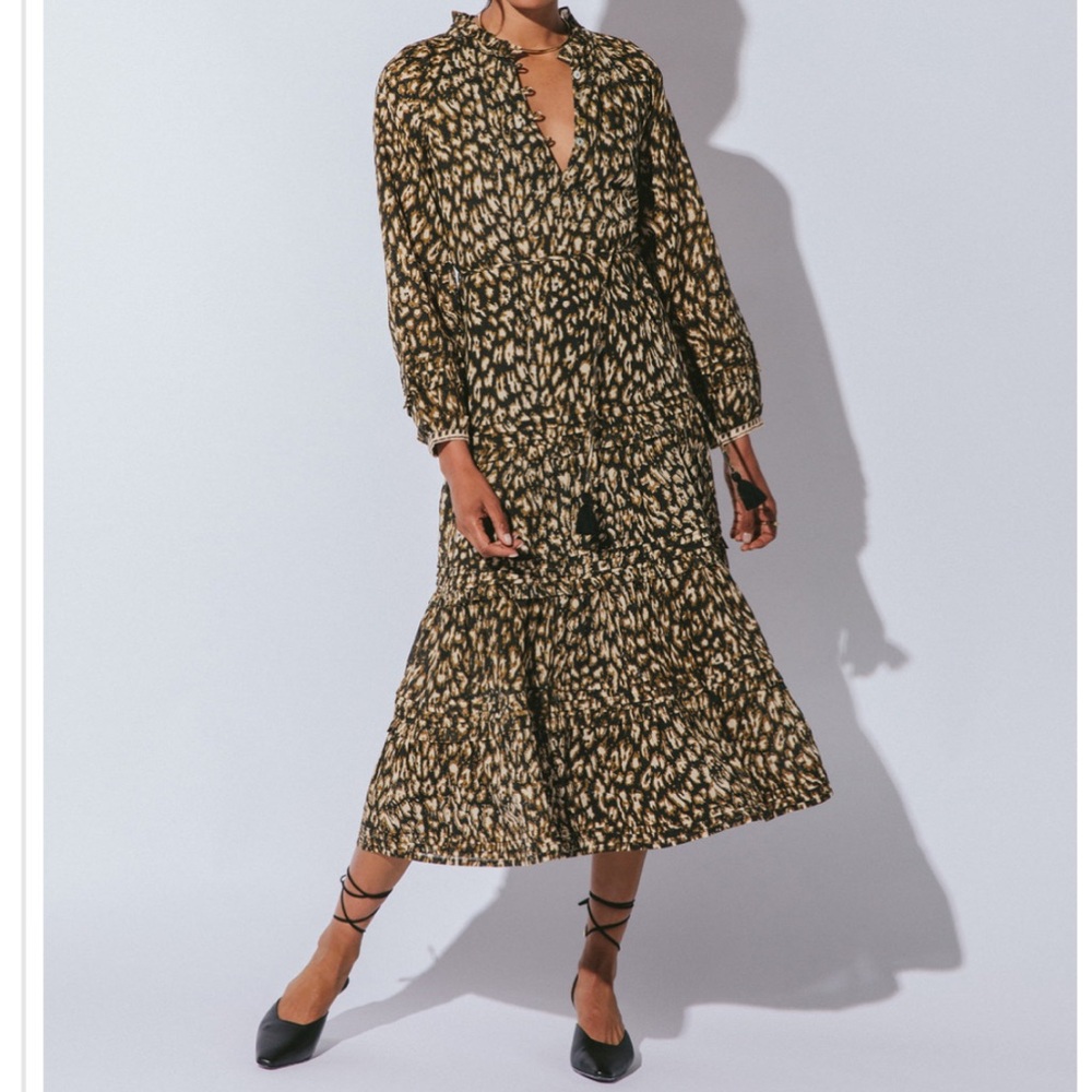 Cleobella Kalla Leopard Print Midi Dress - NWOT